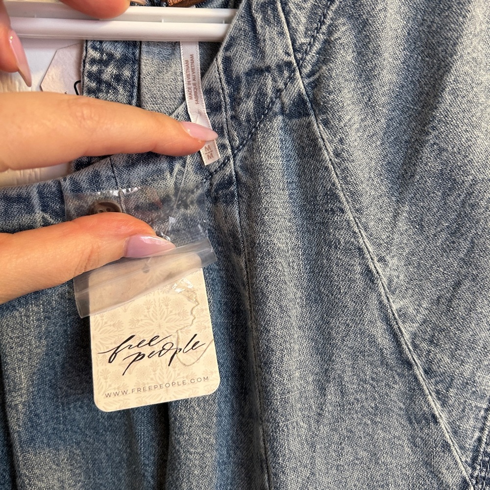 NWT Free People Light Blue Denim Dress - Picture 6 of 10